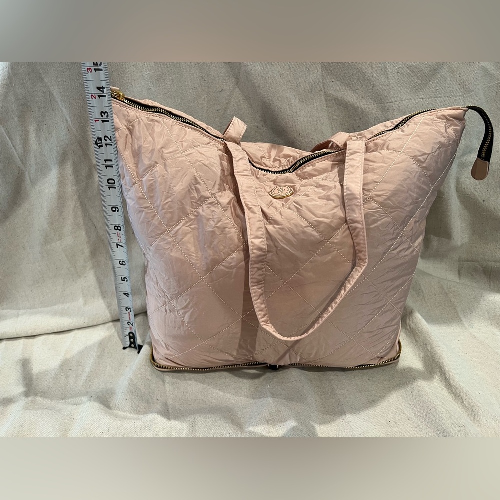 Moncler Leather DOMITILLE Blush Quilted Zip Up Hidden Bag  Mixed Media - Picture 2 of 13